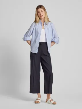Cambio Regular fit linnen broek met persplooien, model 'CALIFORNIA' in marineblauw