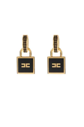 ELISABETTA FRANCHI Elisabetta Franchi oorbellen met hangslotje goud met Zwart